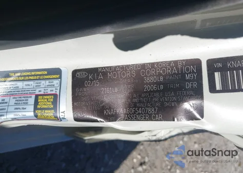 2015 Kia Forte Lx z USA, uszkodzony, nr VIN KNAFK4A60F5407887